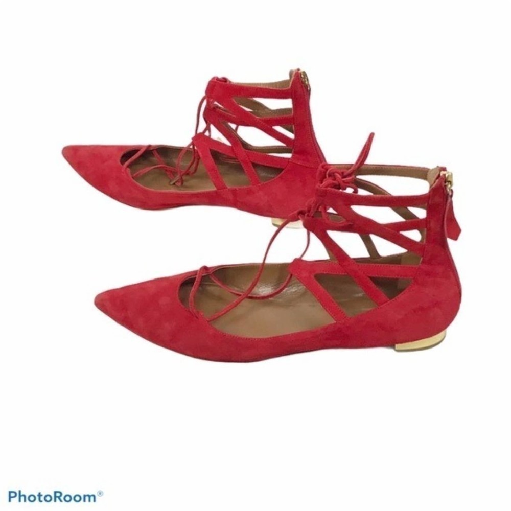 Aquazzara Belgravia lipstick red gladiator flats - Picture 2 of 14